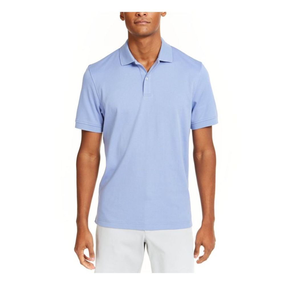 CLUBROOM Mens Light Blue Heather Polo M